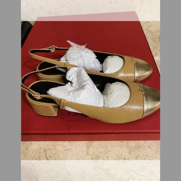 Tory Burch NIB Bicolor Cap-Toe Slingback Pumps ($350) w/tax (Size 9B) - Picture 6 of 8